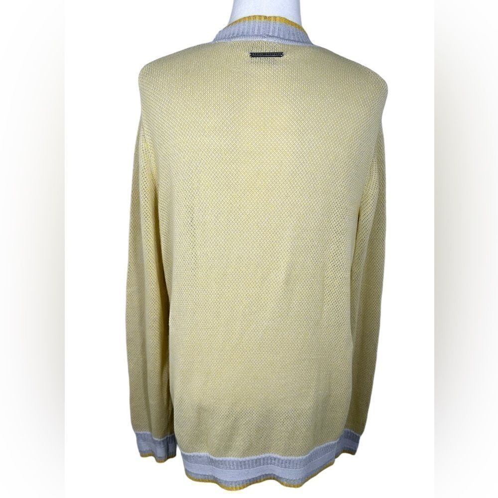 Armani Exchange Men’s Yellow & Grey Knit Button Front Cardigan Sweater - Picture 3 of 8